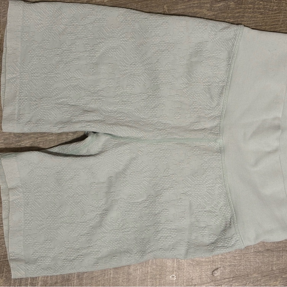 Offline Floral knit Textured Light Green bike Shorts